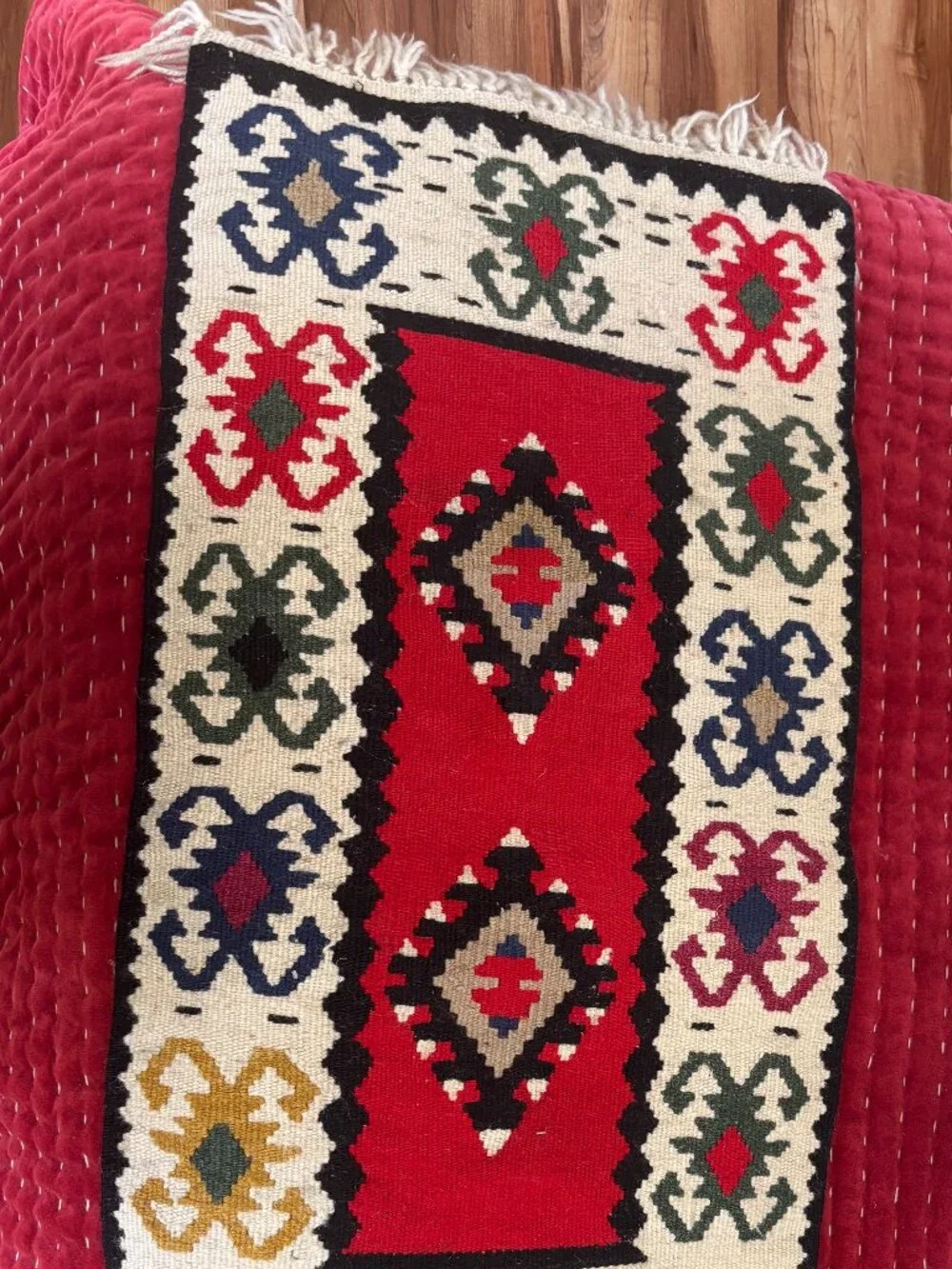 Turkish handwoven red Kilim 31